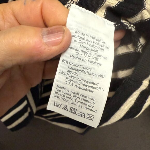 Madewell Womens XS Black Beige Striped Long-Sleeve Top - Picture 6 of 8